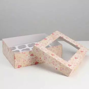 Упаковка для капкейков Любовь 32,5х25,5х10 см на 12 шт