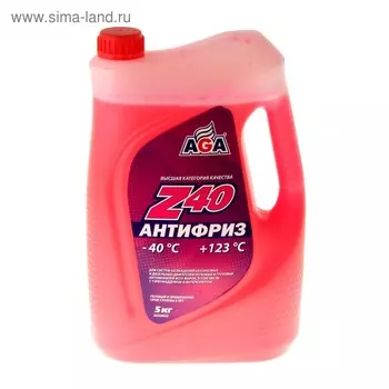 Антифриз Aga -40С/+123С, готовый, цвет красный, 5 кг 104h