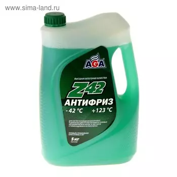 Антифриз Aga -42С/+123С, готовый, цвет зелёный, 5 кг 13841h