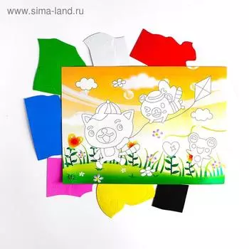 Аппликация 3D «Котик с воздушным змеем» из ЕVA