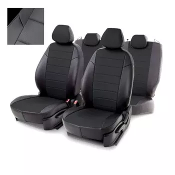 Авточехлы для Audi A4 цельная, 2002-2007, черный, экокожа, набор