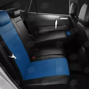 Авточехлы для Mercedes Benz B-classe W246 с 2011-2018 г., хэтчбек, перфорация, экокожа, цвет синий, чёрный