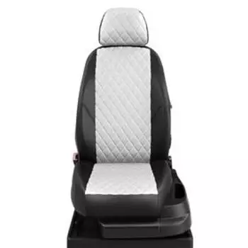 Авточехлы для Suzuki Sx4 с 2010-2014г. седан. заднее сиденье единое, спинка 40/60, 2-надкрыльника, 5-подголовников. середина: экокожа белая с перфорац