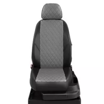 Авточехлы для Volkswagen Transporter T6 с 2015-2019 г., 6 мест, фургон, минивэн, перфорация, экокожа, цвет тёмно-серый, чёрный