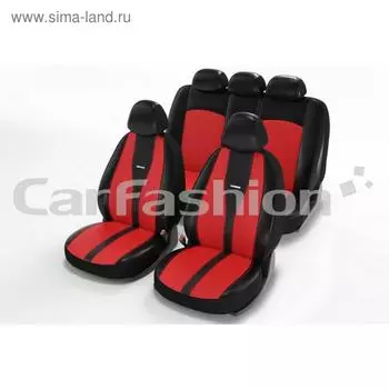 Авточехлы Major, экокожа, красный/черный/красный/черный