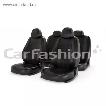 Авточехлы Ranger, экокожа, черный/оранжевый