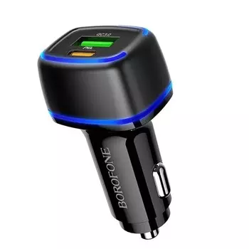 Автомобильное зарядное устройство Borofone BZ14A, PD 20W + QC3.0, 3 А, чёрное