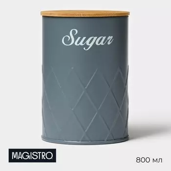 Банка для сахара Magistro Sugar Graphite, 9.513.5 см, с бамбуковой крышкой, серая