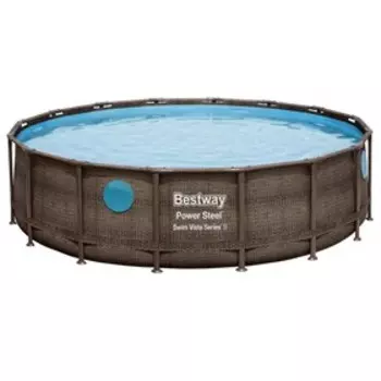 Бассейн каркасный Bestway Power Steel, 488122 см, фильтр-насос, тент, лестница, 56725