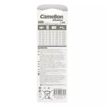 Батарейка алкалиновая Camelion Mercury Free, AG0 (LR521, 379)-10BL, 1.5В, блистер, 10 шт.