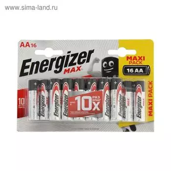 Батарейка алкалиновая Energizer Max +PowerSeal, AA, LR6-16BL, 1.5В, блистер, 16 шт.