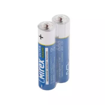 Батарейка алкалиновая Mirex, AAA, LR03-2S, 1.5В, спайка, 2 шт.