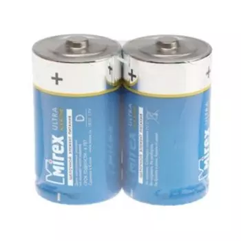 Батарейка алкалиновая Mirex, D, LR20-2S, 1.5В, спайка, 2 шт.