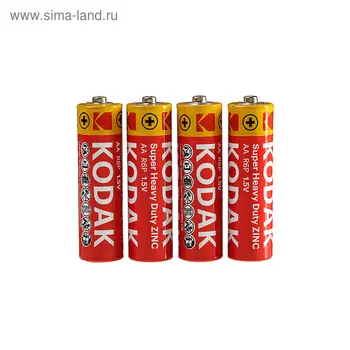 Батарейка солевая Kodak Super Heavy Duty, AA, R6-4S, 1.5 В, спайка, 4 шт.