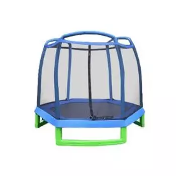 Батут PERFETTO SPORT, d=210 см, с внешней защитной сеткой, цвет синий/зелёный