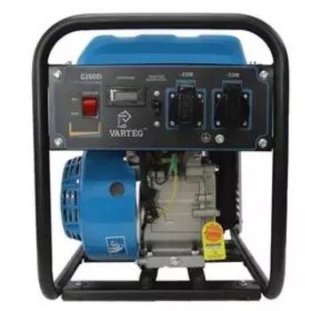Бензиновый инверторный генератор VARTEG G2600i, 2.5 кВт, 7 л.с, 2х220 В/16 А, ручной старт