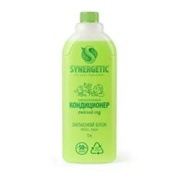 Биоразлагаемый кондиционер-ополаскиватель для белья Synergetic, "Райский сад", refill pack, 1 л