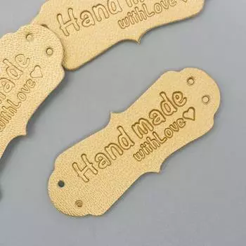Бирка "Handmade", кожа, цвет золото 1,5х4 см