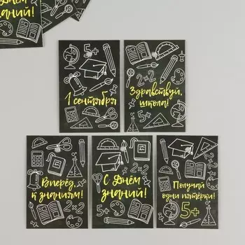 Набор бирок для подарков, цветов «Школьная доска», 10 шт. (5 видов), картон, 46 см