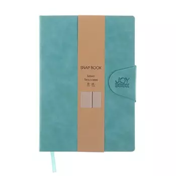 Бизнес-блокнот А4-, Snap book, 80 листов, в линейку, искусственная кожа, магнитный клапан с термотиснением, ляссе, внутренний блок 80, бирюзовый