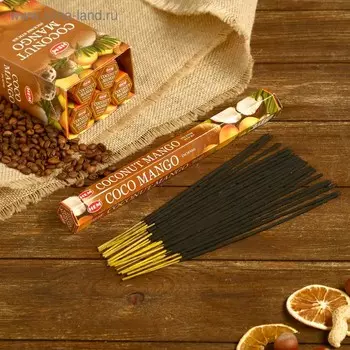 Благовония "HEM" 20 палочек угольные coconut mango