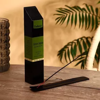 Благовония "Tulasi" 40 аромапалочек с подставкой Green apple