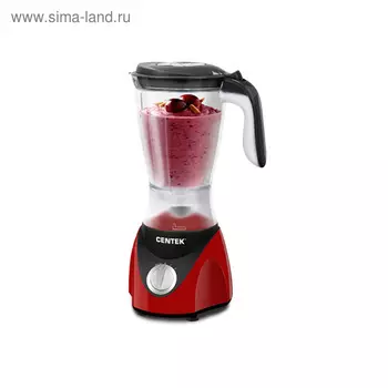 Блендер Centek CT-1323, стационарный, 520 Вт, 1.5 л, 2 скорости, импульс, красный
