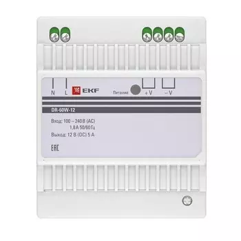 Блок питания 12В DR-60W-12 PROxima EKF dr-60w-12
