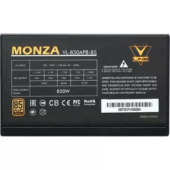 Блок питания Formula ATX 850W MONZA VL-850APB-85 80+ bronze, 240 В, 850 Вт