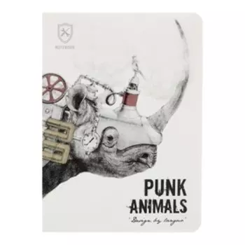 Блокнот А6, 24 листа в клетку, 105 х 142 мм, Landuo PUNK ANIMALS, сшивка, МИКС 4 вида
