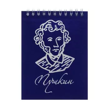 Блокнот А6, 90 листов, на гребне в клетку, Blue, обложка флокированный картон, тиснение фольгой, блок офсет 70г/м2