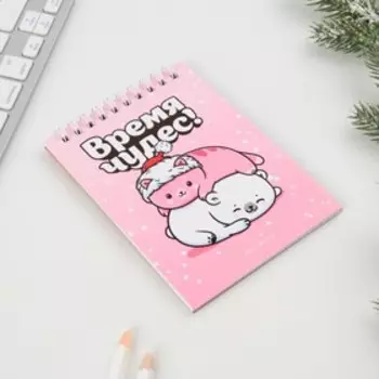 Блокнот «Время чудес!» А6, 40л мягкая обложка, на гребне