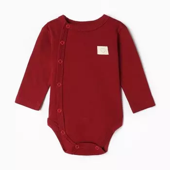 Боди с длинным рукавом Крошка Я Cherry Red, рост 62-68, вишневый