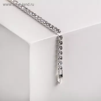 Браслет со стразами «Сияй» тонкая нить, цвет белый в серебре, 18 см