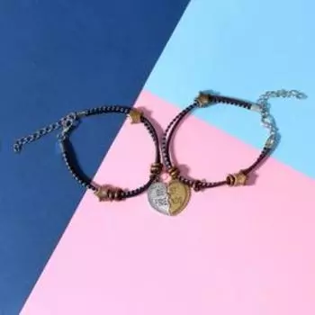 Браслеты парные «Неразлучники» best friends, чёрно-коричневые, L=19 см