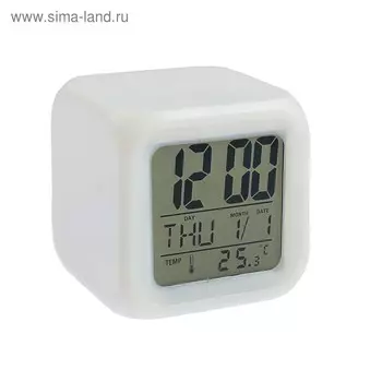 Часы - будильник Luazon LB-03, дата, температура, белый