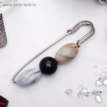 Булавка «Камешки» 7,5 см, цветная в серебре