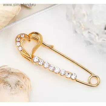 Булавка «Сердце», 3.5 см, белая в золоте