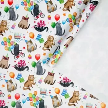 Бумага упаковочная глянцевая «Котики», 50 × 70 см