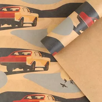 Бумага упаковочная крафтовая «Car», 50 70 см