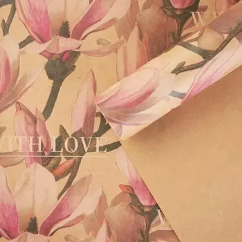Бумага упаковочная крафтовая «Магнолия», 50 × 70 см