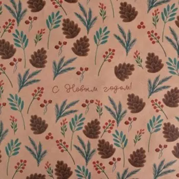 Бумага упаковочная крафтовая «Шишки», 50 × 70 см