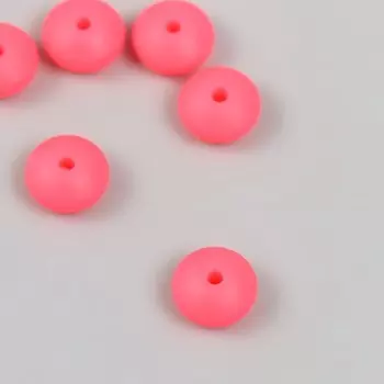 Бусина силикон «Сплющенная», коралл, d=1.2 см