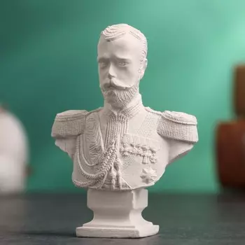 Бюст «Император Николай II», фигурка гипс, белый, 4.52.56.5 см