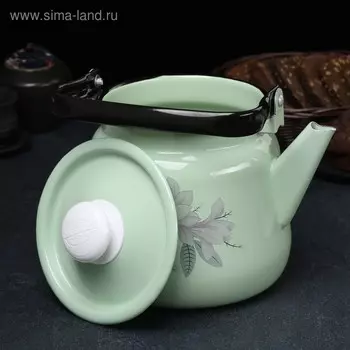 Чайник, 3,5 л, с декором, цвет салатовый