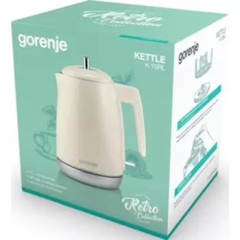 Чайник Gorenje K15RL, электрический, металл/пластик, 1.7 л, 2200 Вт, бежевый