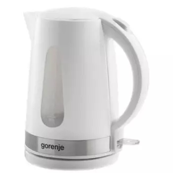 Чайник Gorenje K17WE, металл/пластик, 1.7 л, 2200 Вт, белый/серебристый