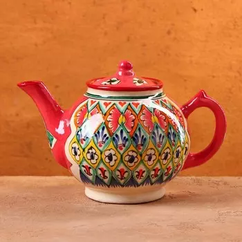 Чайник заварочный Риштанская Керамика «Узоры», 1 л, красный