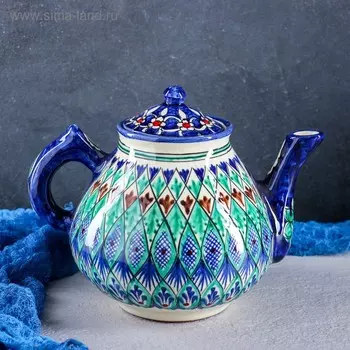 Чайник заварочный Риштанская Керамика, 1.6 л, синий
