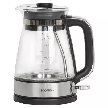 Чайники Pioneer KE805G, стекло, 1.7 л, 2200 Вт, серебристый